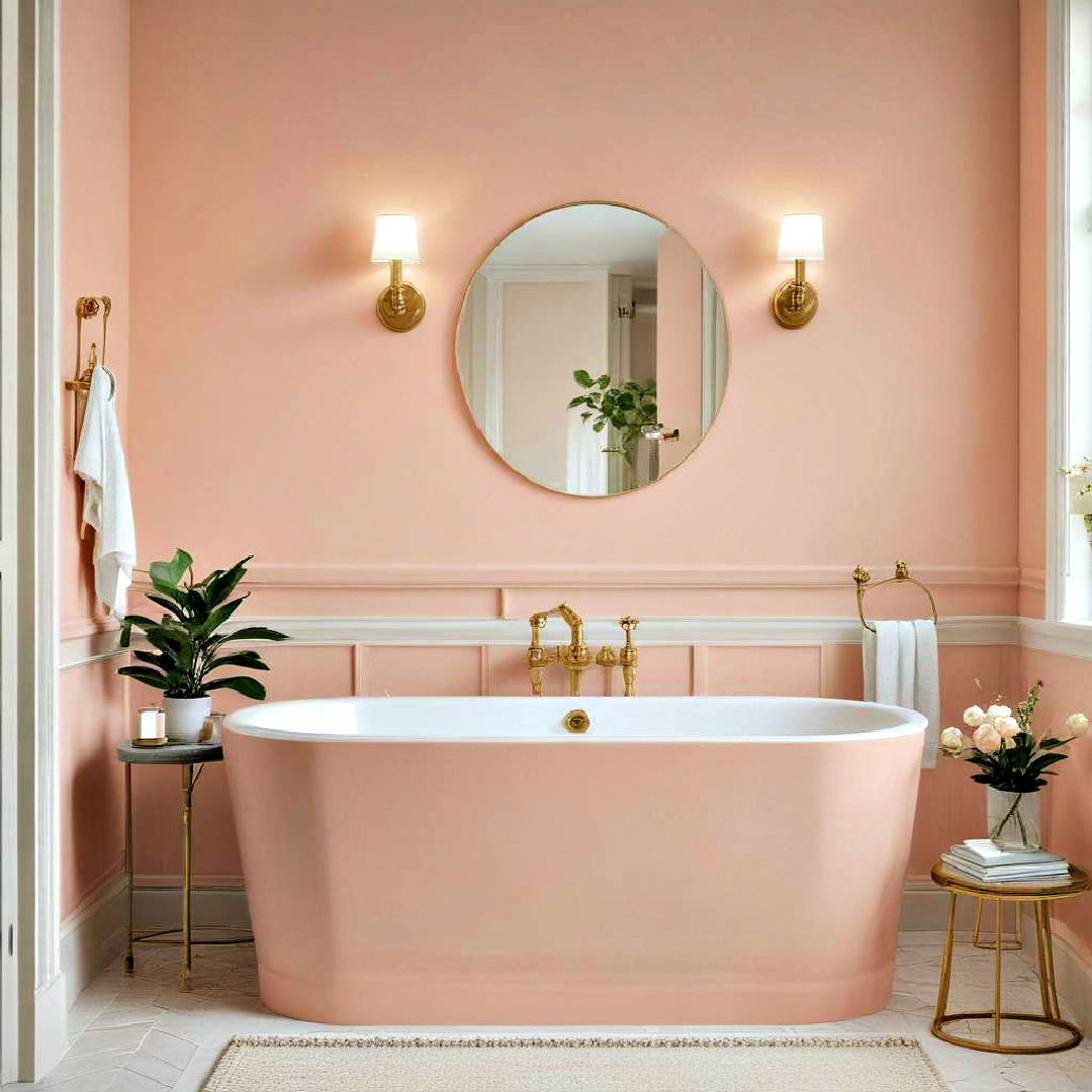 soft peach bathroom paint idea - 40 Bathroom Paint Ideas