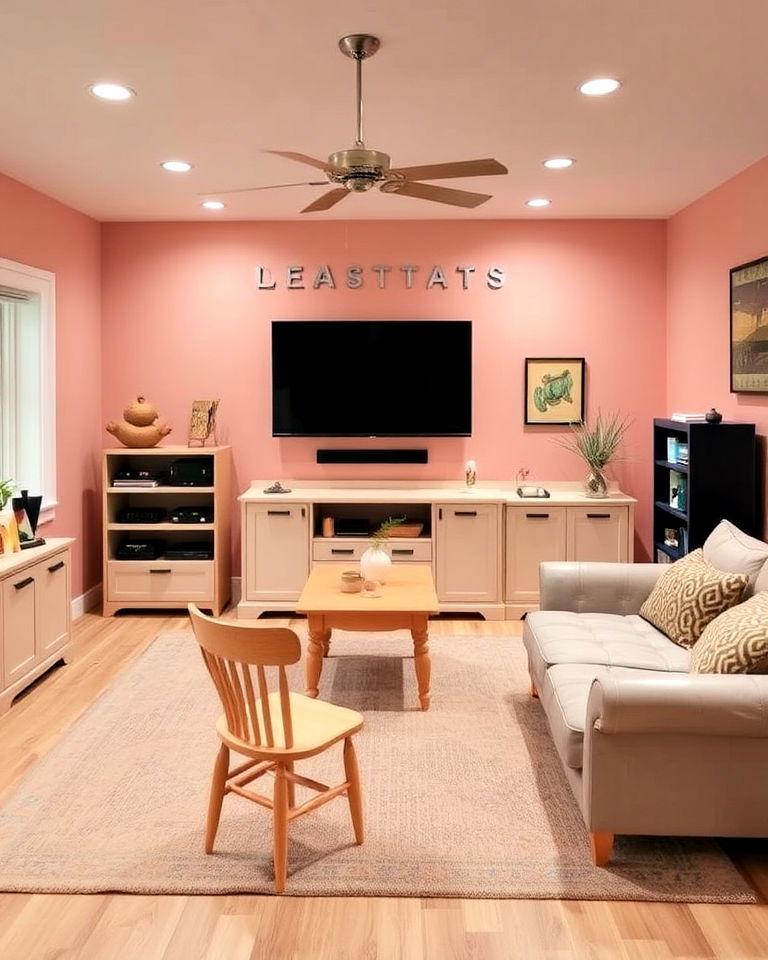 soft peach game room paint - 20 Game Room Paint Ideas