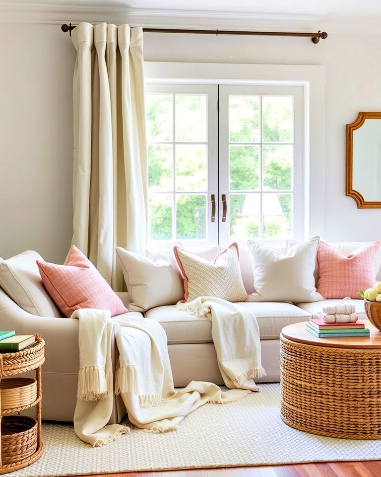 soft textured fabrics to add depth - 25 Hamptons Style House Interior Ideas