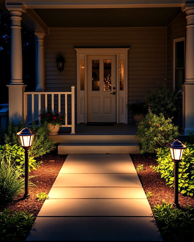 solar powered pathway lights - 20 Front Porch Lighting Ideas