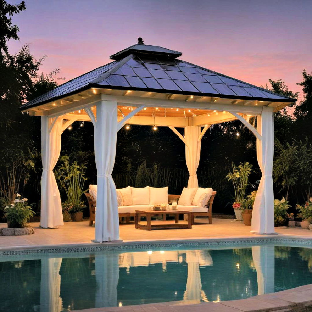 solar powered pool gazebo - 15 Pool Gazebo Ideas