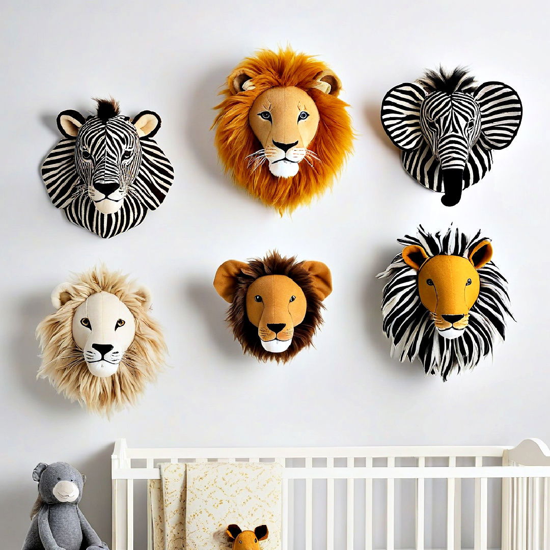 sophisticated animal head wall mounts - 25 Safari Nursery Decor Ideas