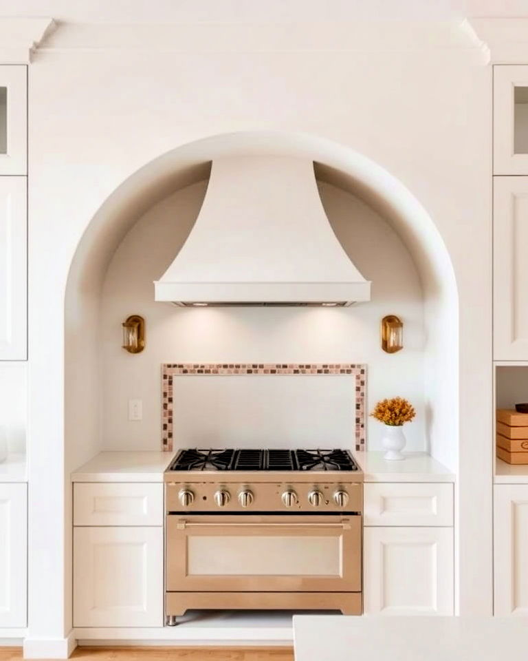 sophisticated arched alcove with plaster finish - 20 Kitchen Stove Alcove Ideas
