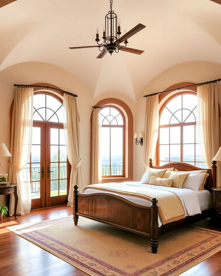 sophisticated arched doorway and windows - 20 Tuscan Bedroom Ideas