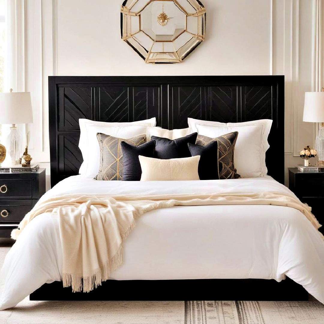 sophisticated art deco black headboard - 15 Black Headboard Bedroom Ideas