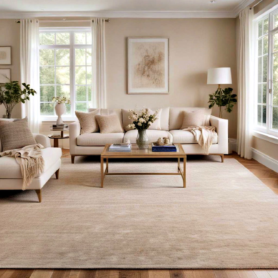 sophisticated beige area rug - 40 Neutral Living Room Ideas