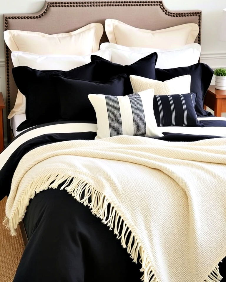 sophisticated black and cream bedding - 35 Cream and Black Bedroom Ideas