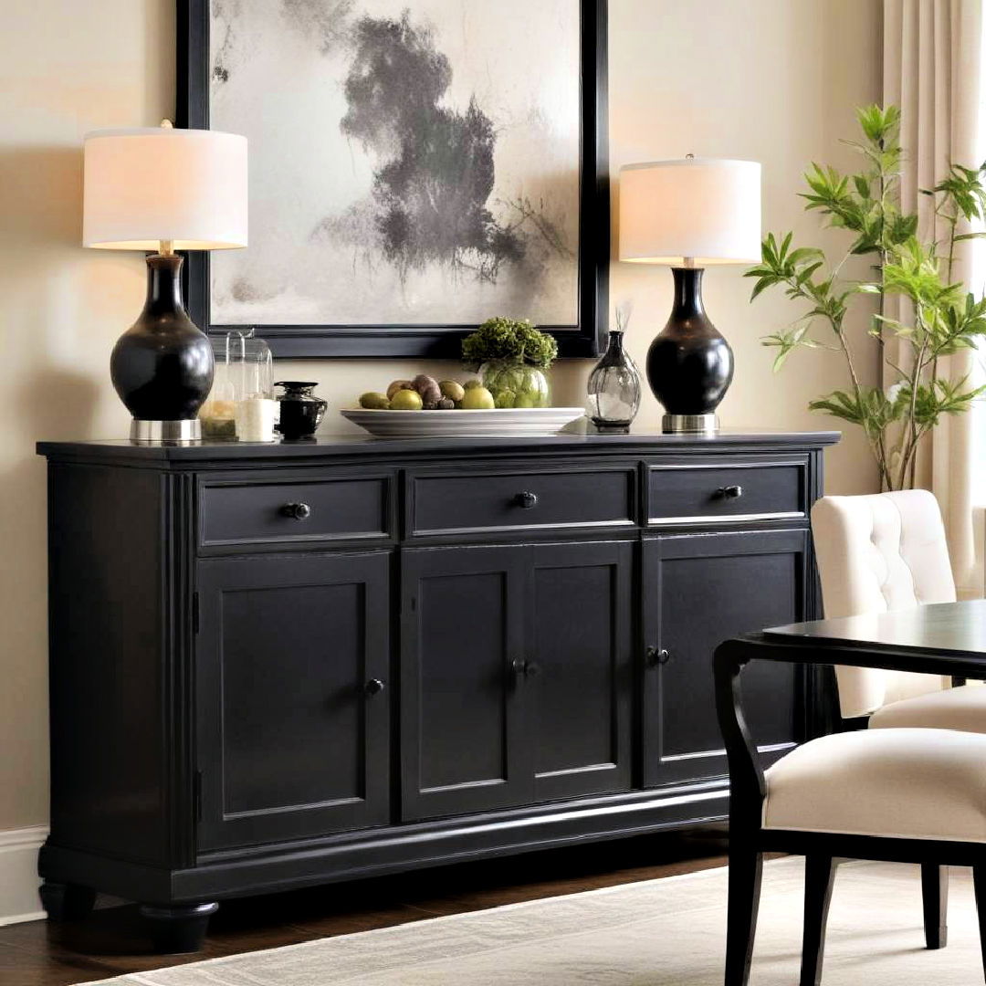 sophisticated black dining room buffet - 30 Black Dining Room Ideas