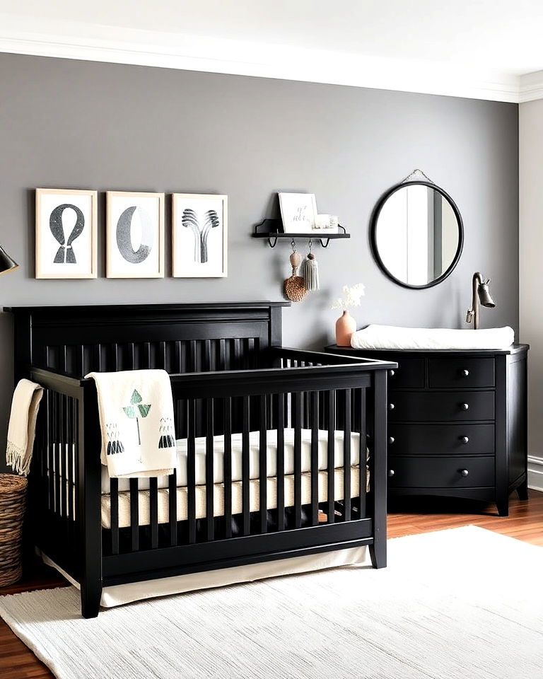 sophisticated black furniture set - 25 Black Nursery Ideas