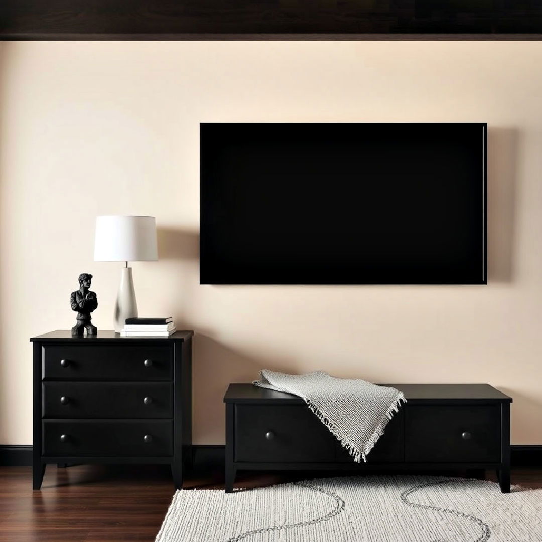 sophisticated black furniture with beige walls - 20 Black and Beige Bedroom Design Ideas