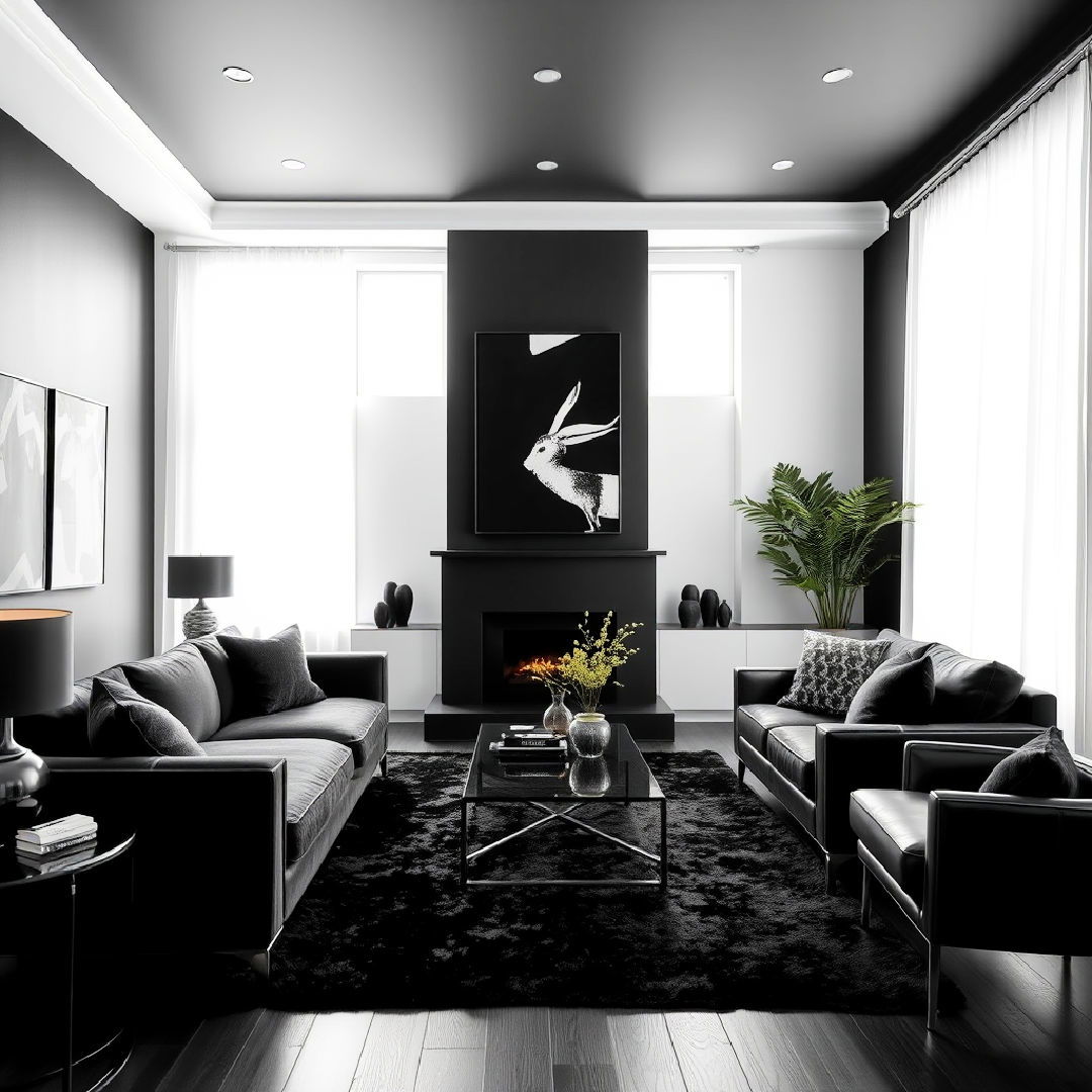 sophisticated black monochrome ideas - 25 Monochromatic Living Room Ideas