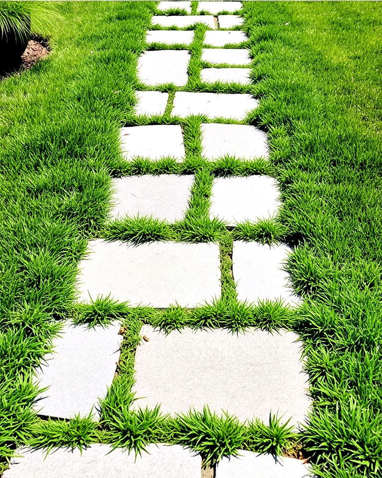 sophisticated bluestone walkway with grass joints - 15 Bluestone Walkway Ideas