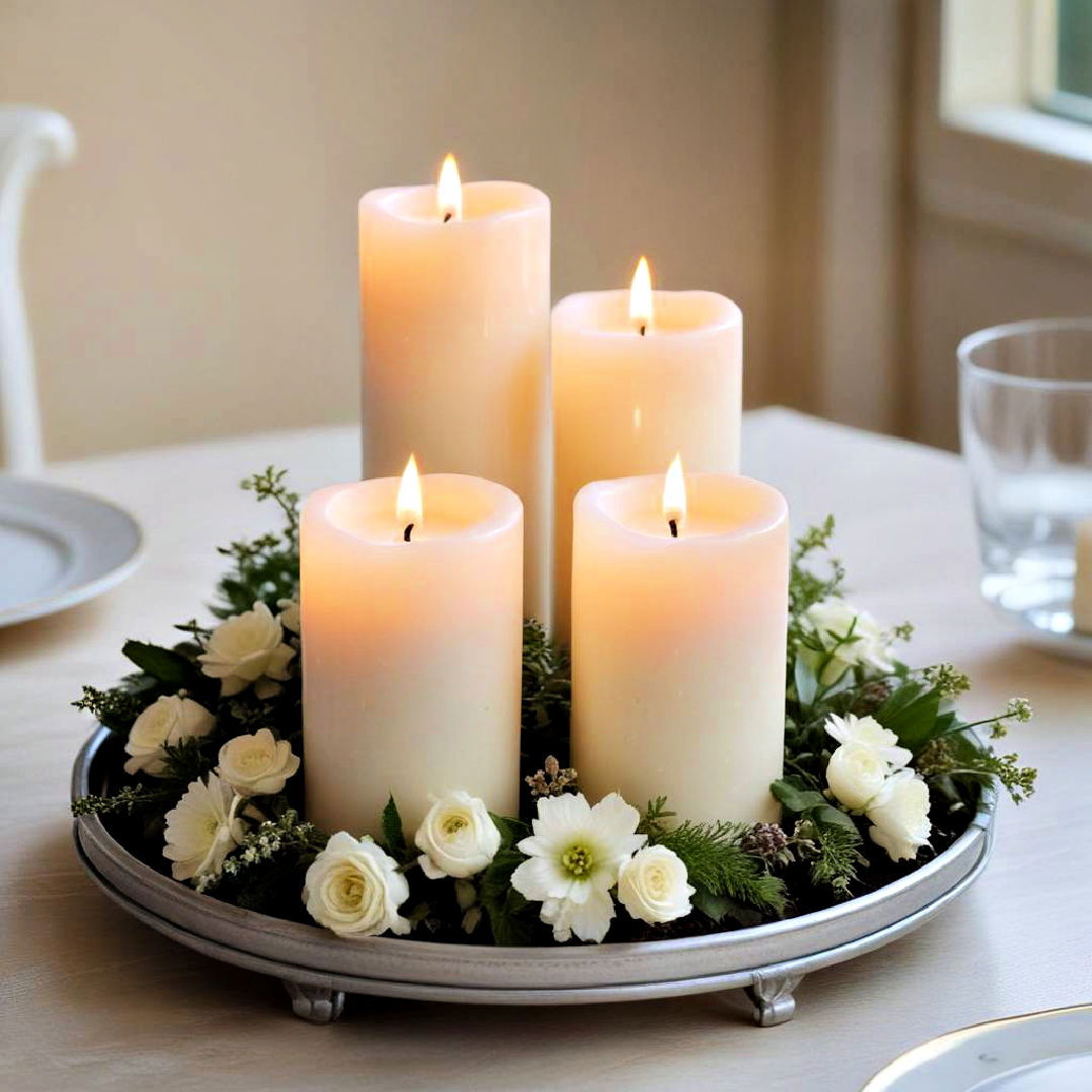 sophisticated candle arrangements - 25 Spring Centerpiece Ideas