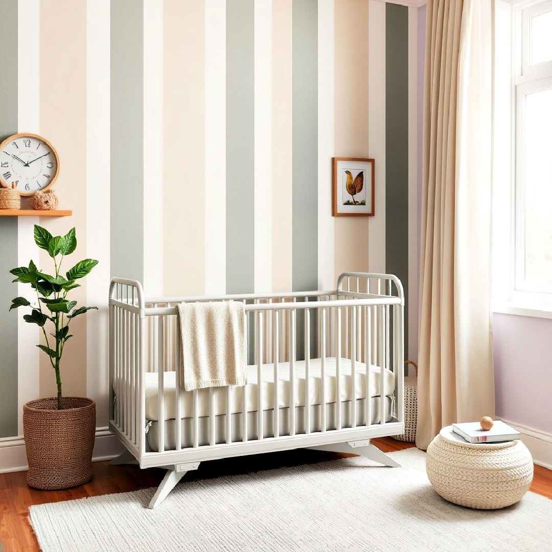 sophisticated classic striped wallpaper - 25 Vintage Nursery Ideas