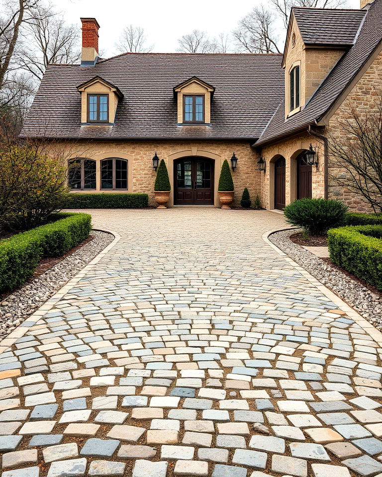 sophisticated cobblestone driveway - 30 Traditional French Country House Exterior Ideas