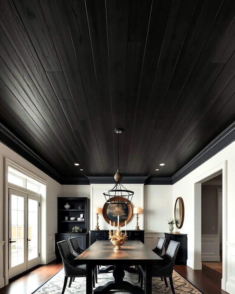 sophisticated dark gray stained ceiling - 20 Tongue and Groove Ceiling Ideas