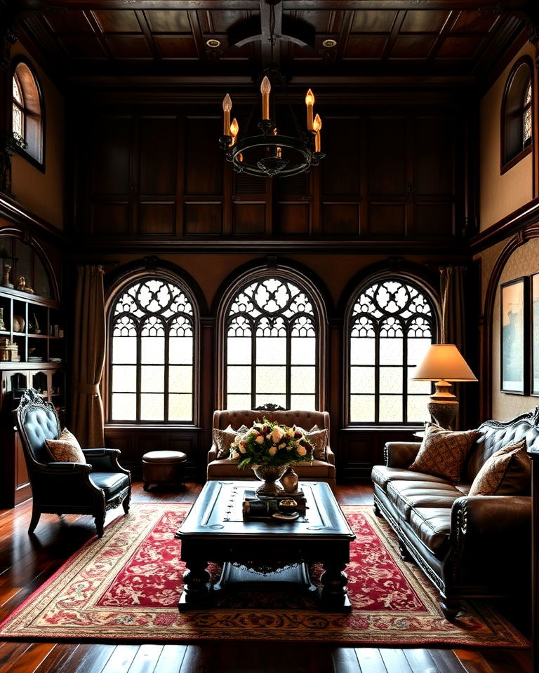 sophisticated dark wood furniture - 20 Castle Living Room Ideas