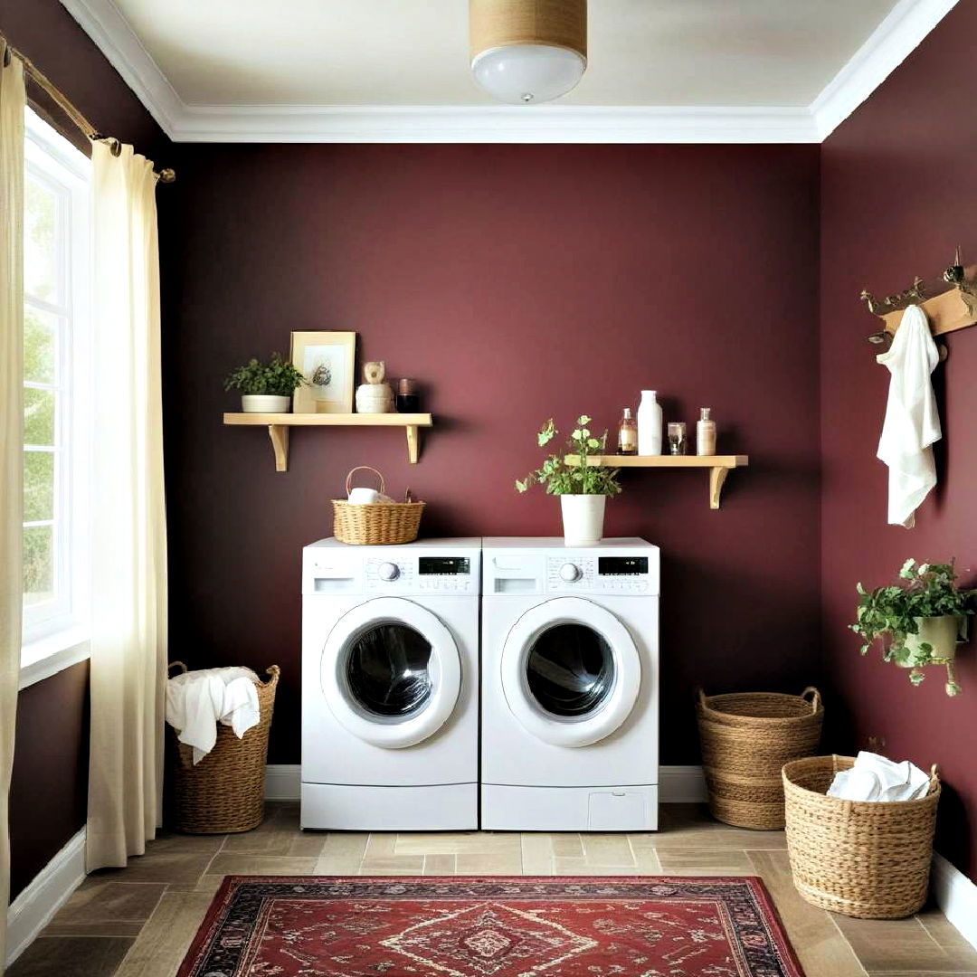 sophisticated deep burgundy - 25 Laundry Room Paint Ideas
