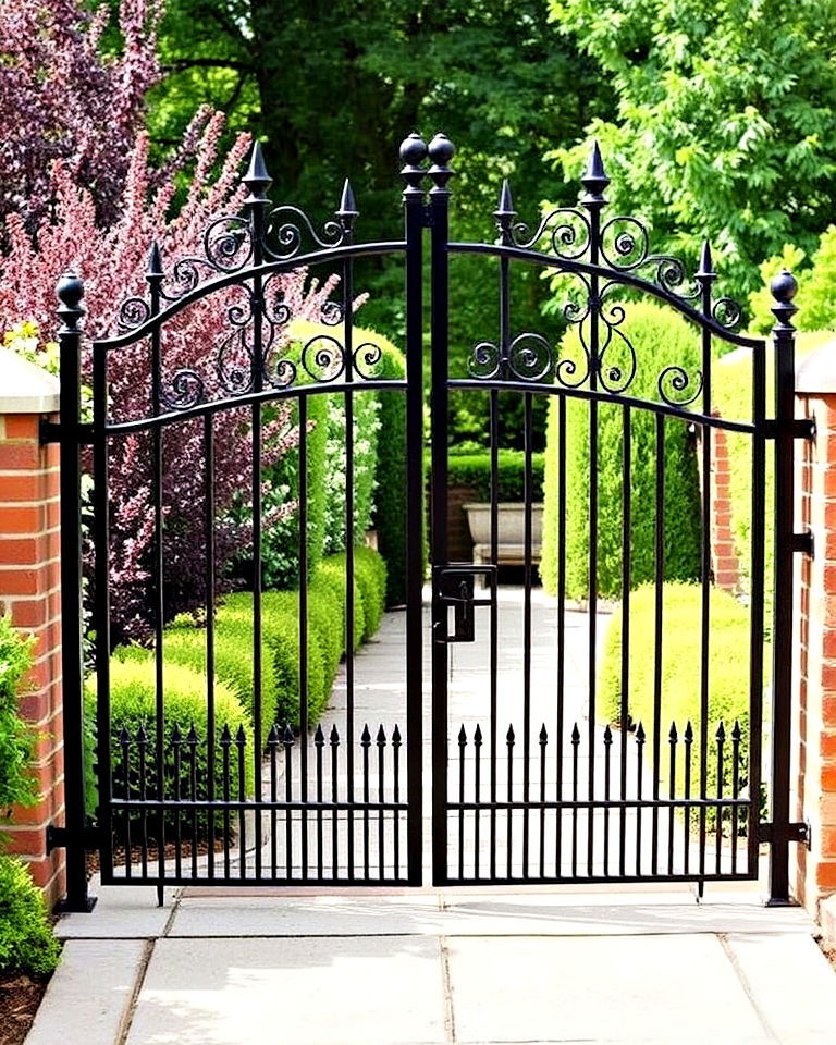 sophisticated double metal garden gate - 25 Metal Garden Gate Ideas