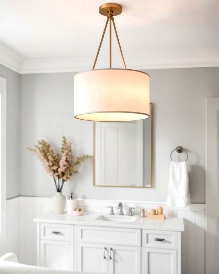 sophisticated drum shade chandelier - 20 Bathroom Chandelier Ideas
