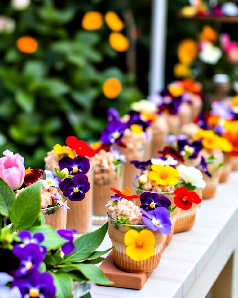 sophisticated edible flower garnishes - 30 Garden Party Ideas