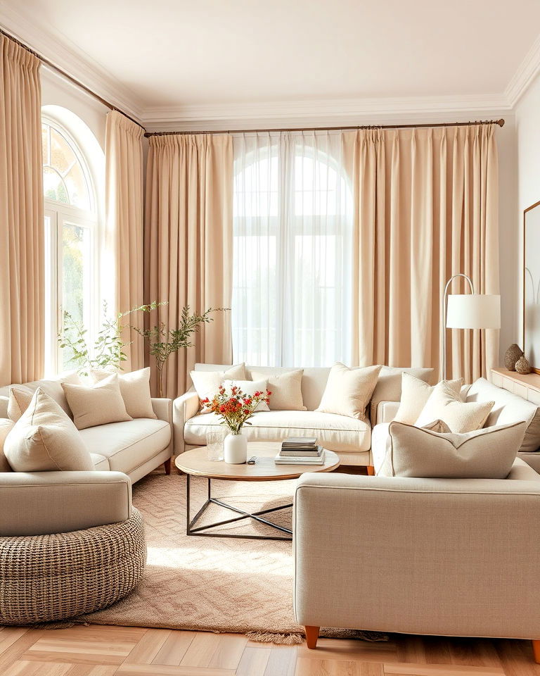 sophisticated greige and beige harmony - 20 Greige Living Room Ideas
