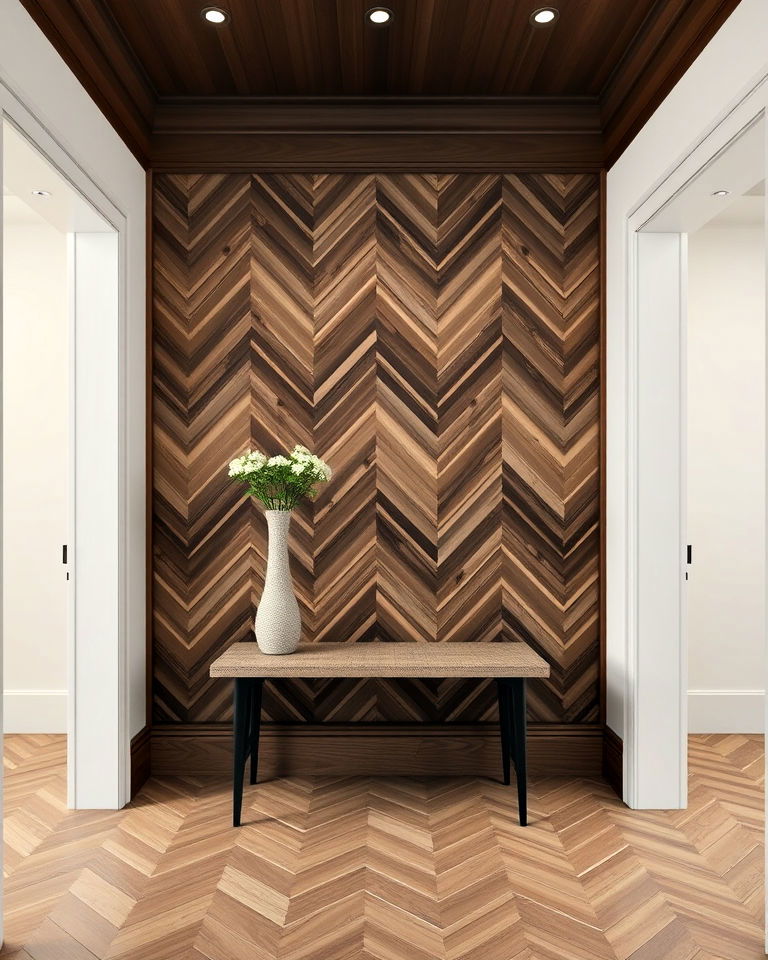 sophisticated herringbone paneling - 40 Wall Paneling Ideas