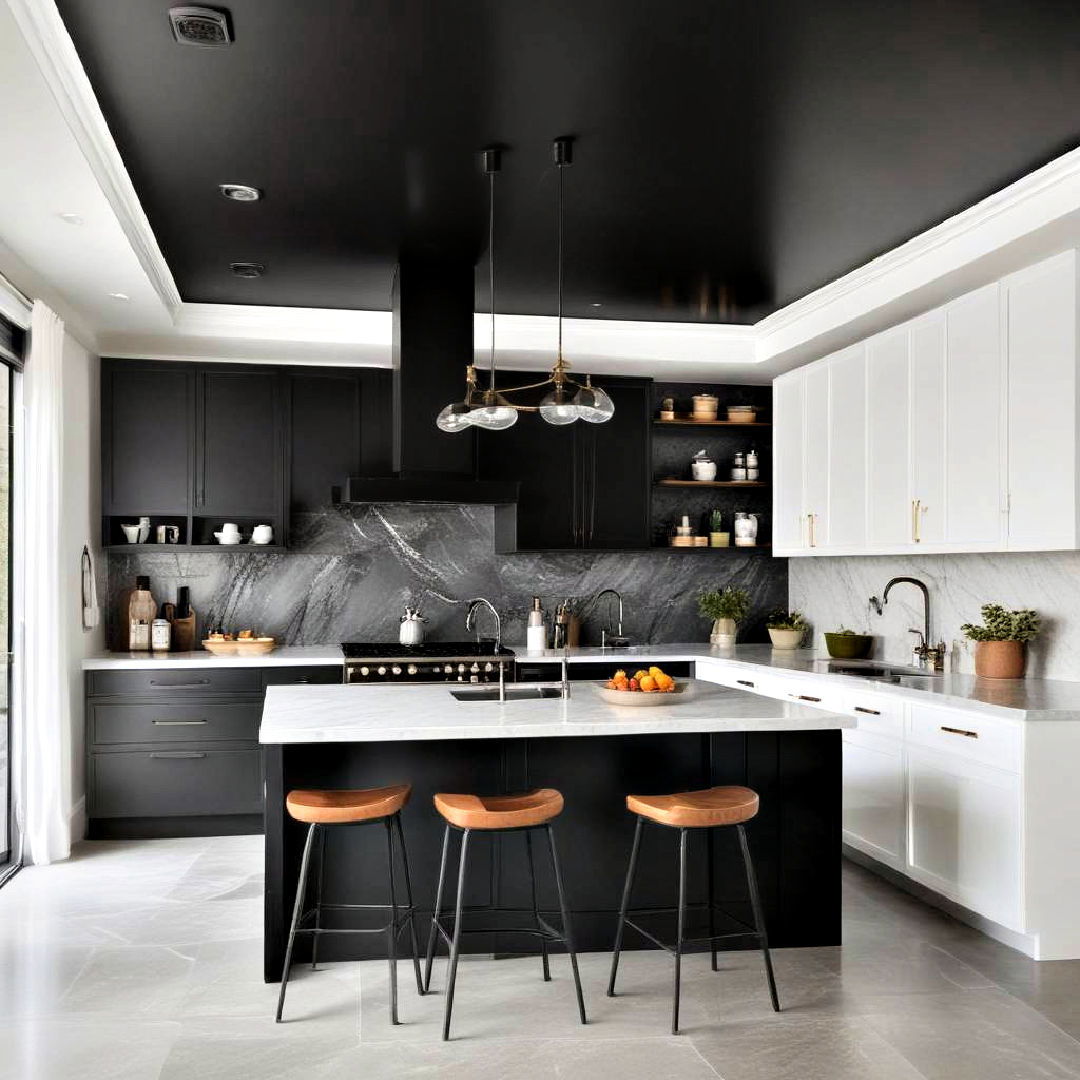 sophisticated kitchen design - 25 Black Ceiling Design Ideas