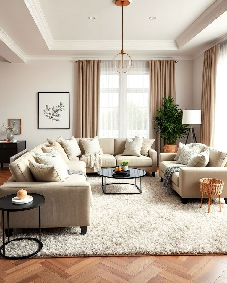 sophisticated layered greige textures - 20 Greige Living Room Ideas