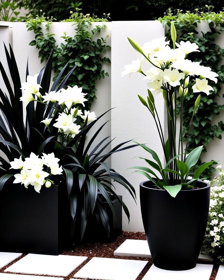 sophisticated look black and white garden - 30 Garden Colour Schemes