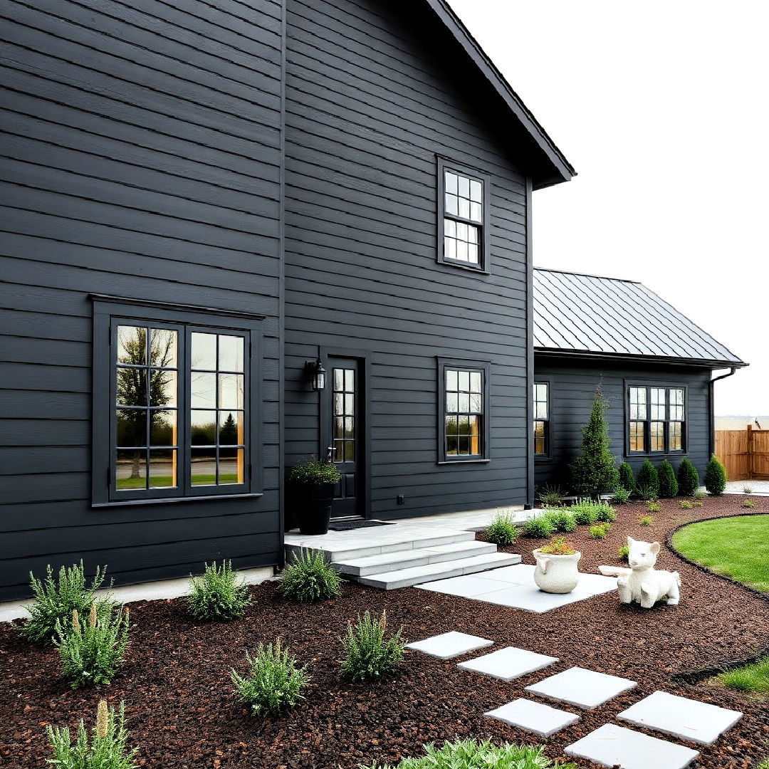 sophisticated matte black finish - 40 Black Modern Farmhouse Exterior Design Ideas