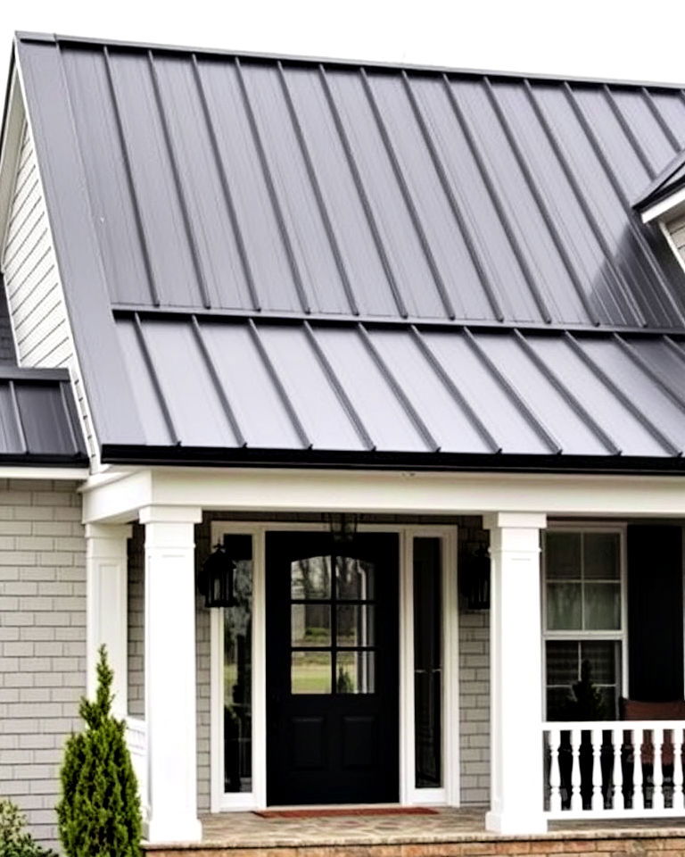 sophisticated matte black metal roof - 30 Metal Roof Porch Design Ideas