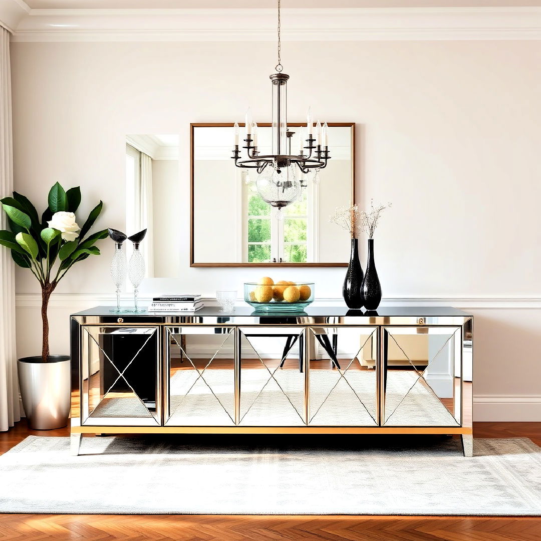 sophisticated mirrored credenza - 25 Dining Room Mirror Ideas
