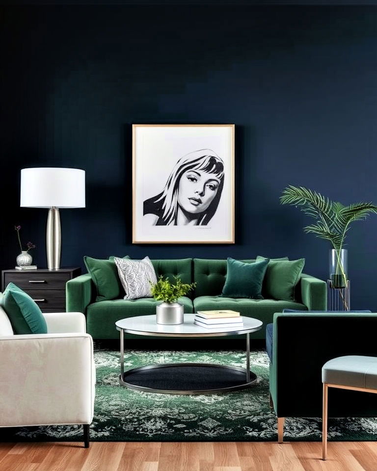 sophisticated monochrome blue green living room - 20 Blue and Green Living Room Ideas