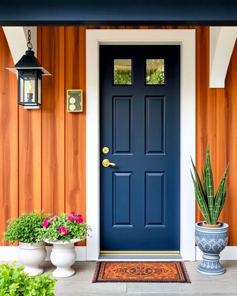 sophisticated navy blue front door - 20 Cedar Front Door Colors Ideas