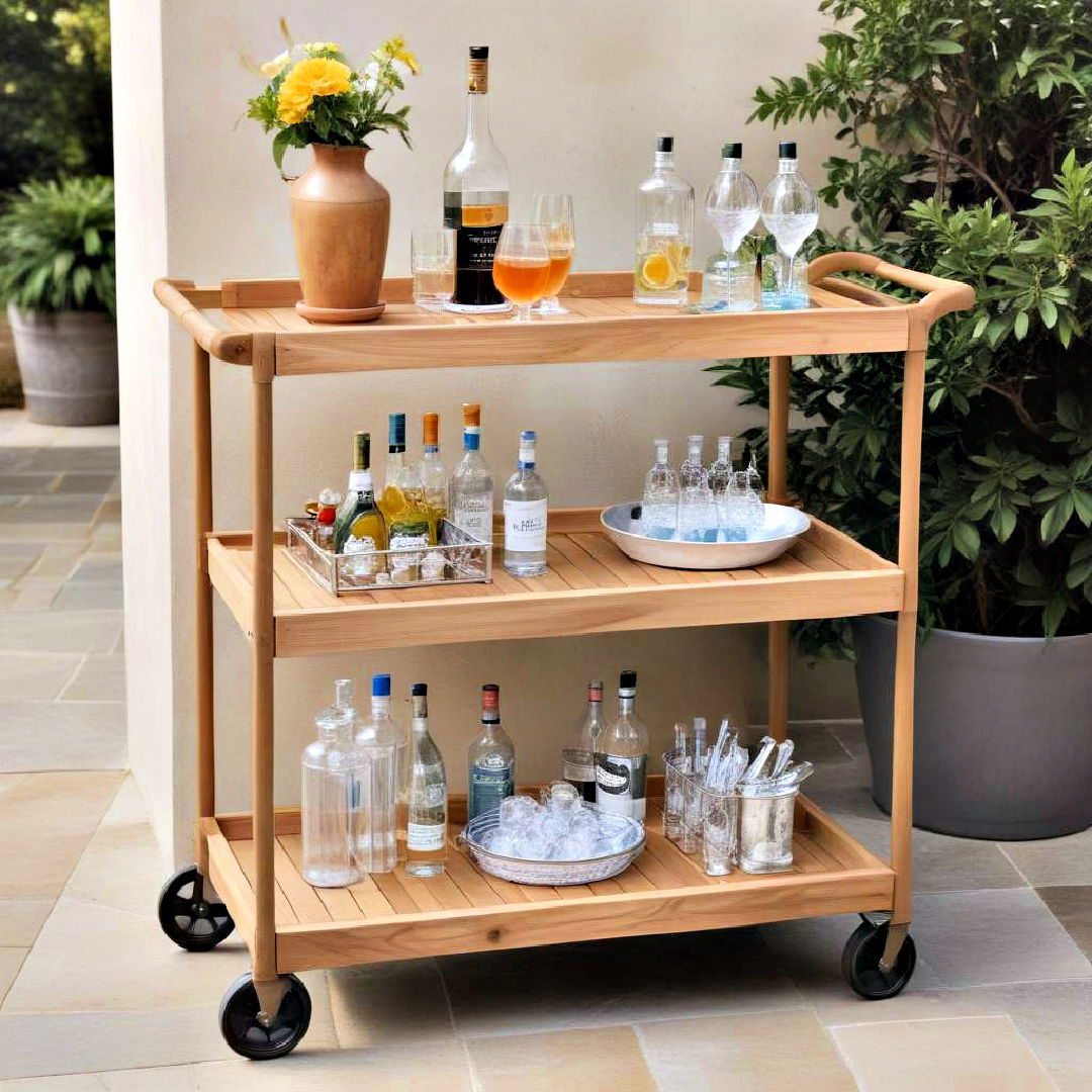 sophisticated outdoor bar cart idea - 25 Patio Furniture Ideas