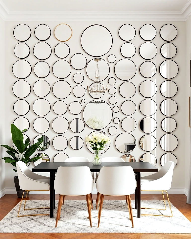 sophisticated round mirror grid - 30 Mirror Gallery Wall Ideas