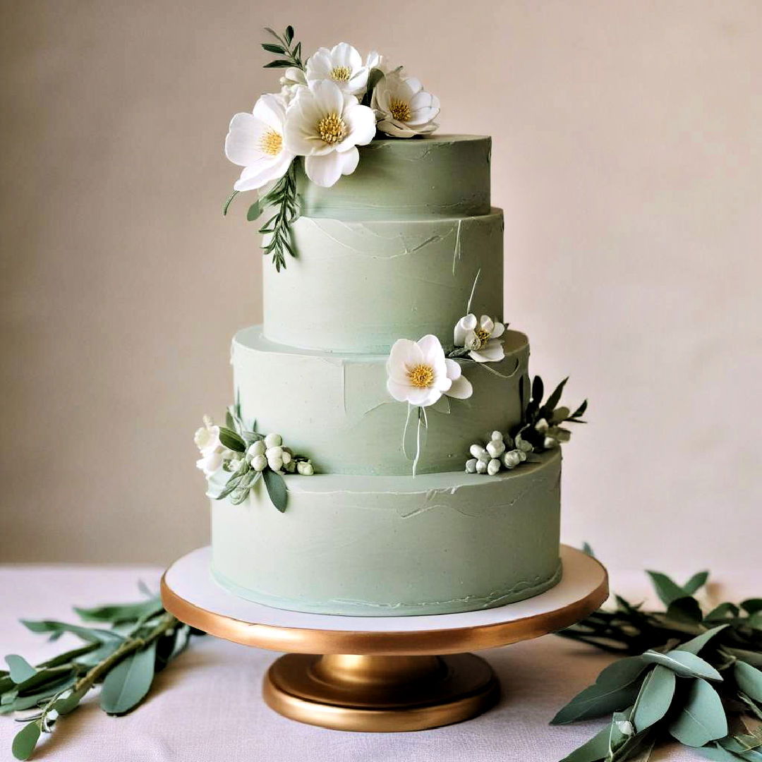 sophisticated sage green wedding cake - 30 Sage Green Wedding Ideas