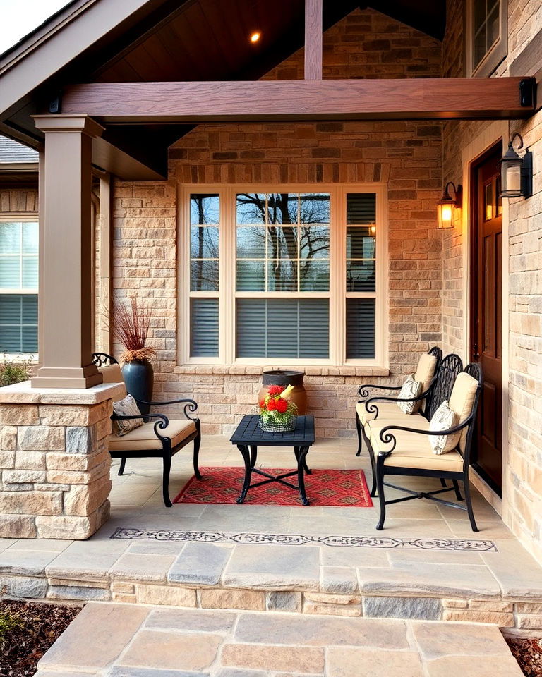 sophisticated simple stone porch - 25 Raised Ranch Front Porch Ideas
