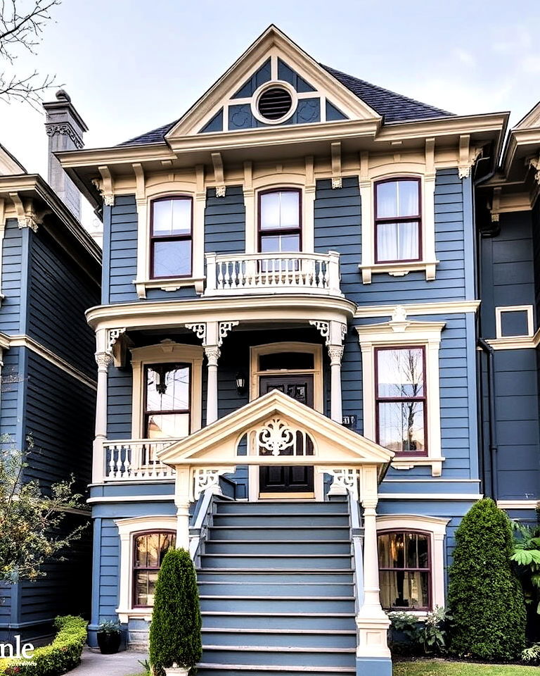 sophisticated slate blue color - 15 Blue Victorian House Colors