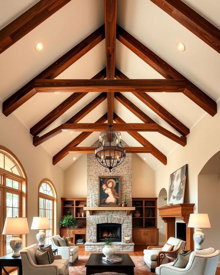 sophisticated stained beams - 20 Vaulted Ceiling With Beams