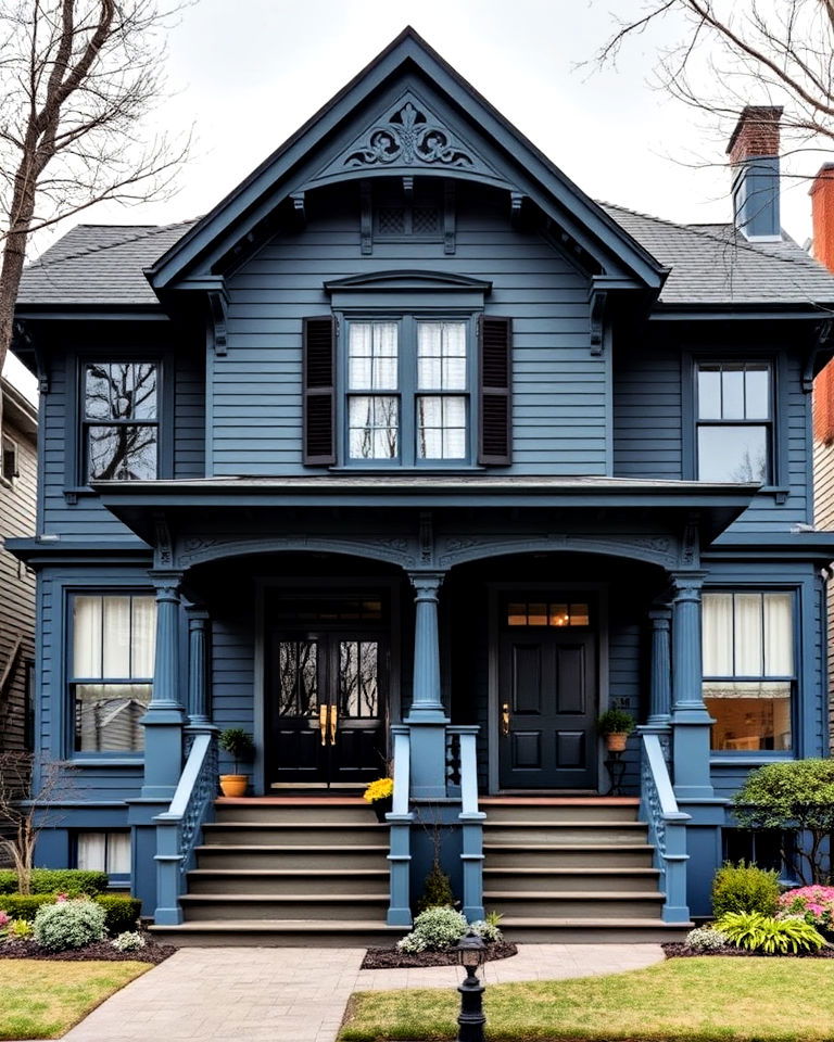 sophisticated steel blue with gray undertones - 15 Blue Victorian House Colors