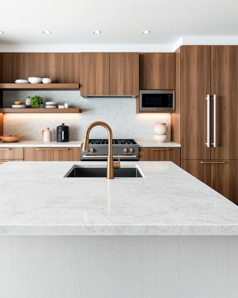 sophisticated veined gray quartz countertops - 20 Quartz Kitchen Countertops