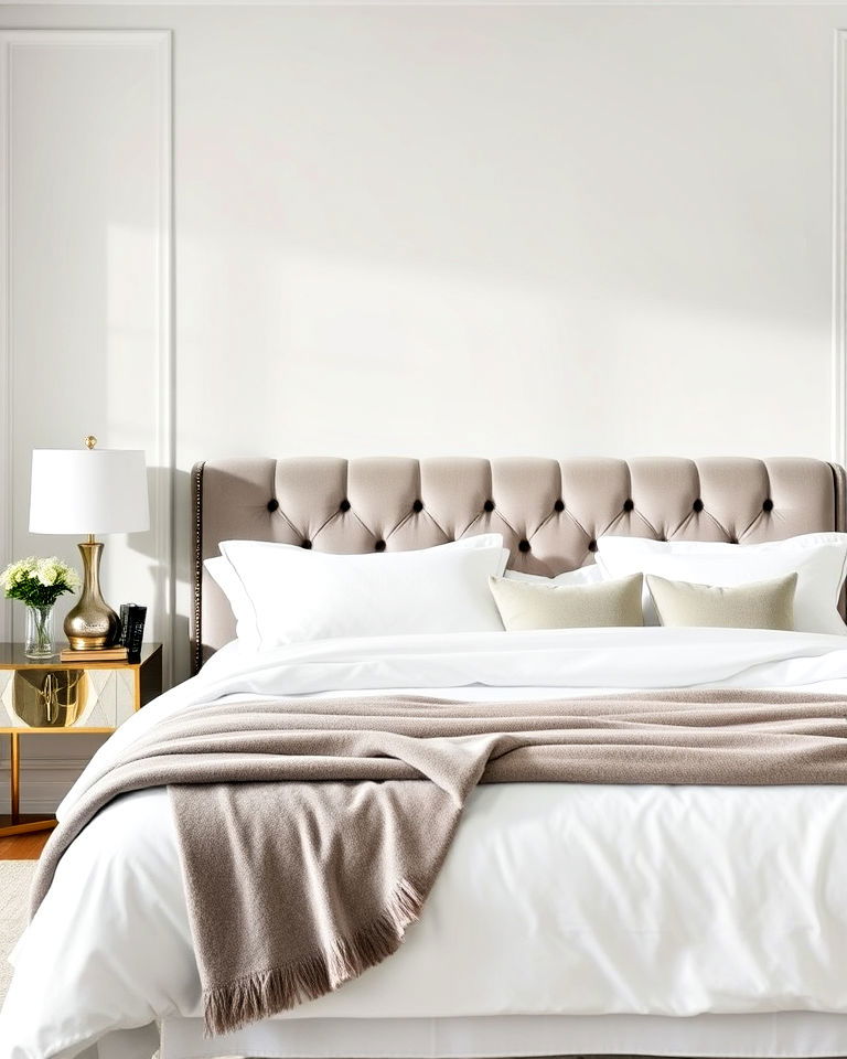 sophisticated velvet grey headboard - 25 Grey Headboard Bedroom Ideas