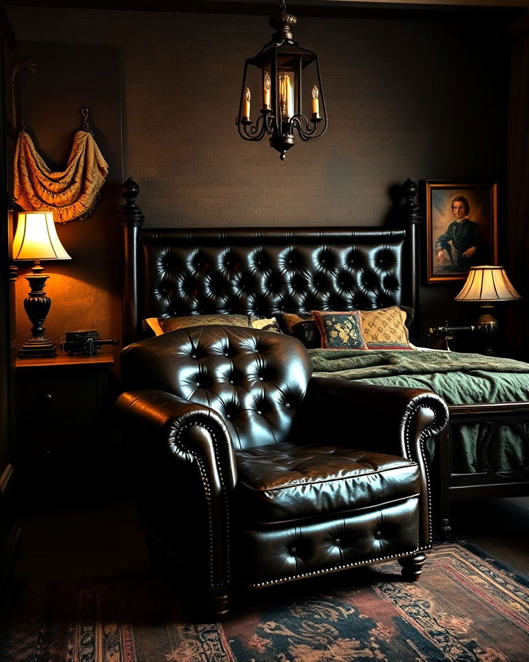 sophisticated vintage leather furniture - 15 Steampunk Bedroom Ideas