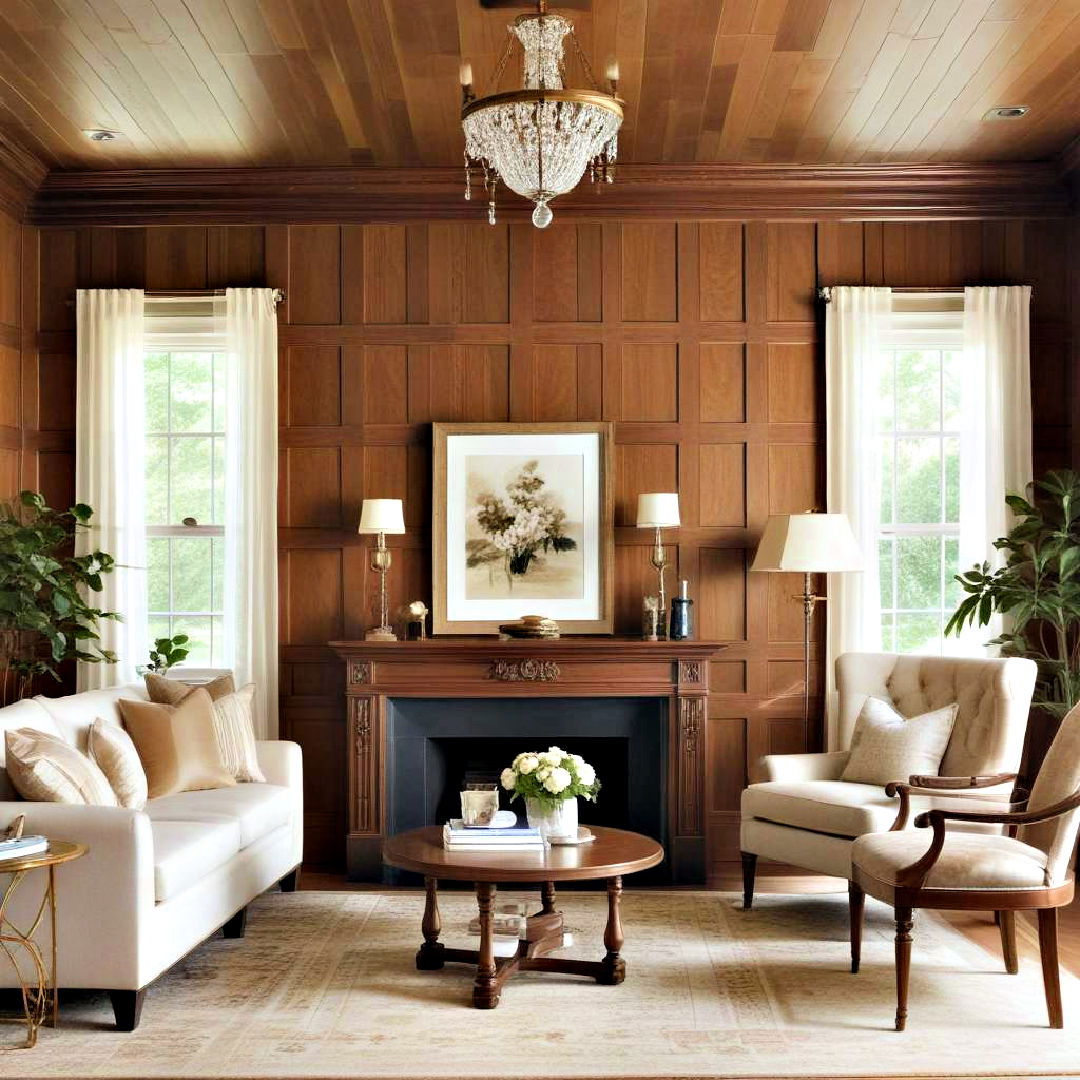 sophisticated wood paneling idea - 25 Traditional Living Room Ideas