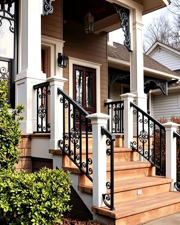 sophisticated wrought iron railings - 40 Craftsman Style House Exterior Ideas