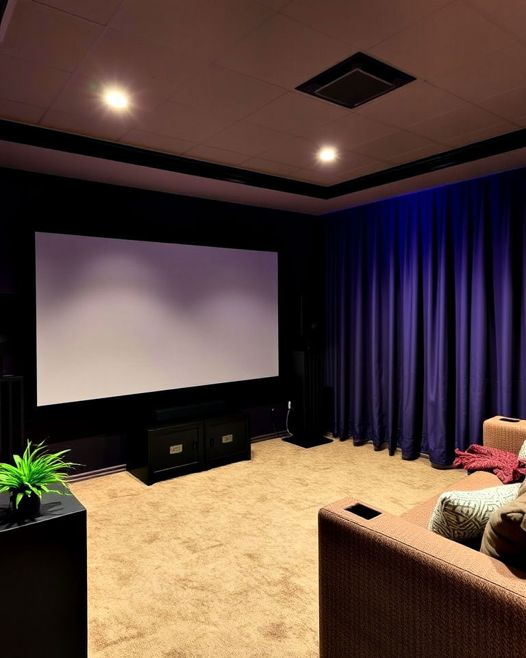 soundproofing curtains for basement home theater - 25 Basement Home Theater Ideas