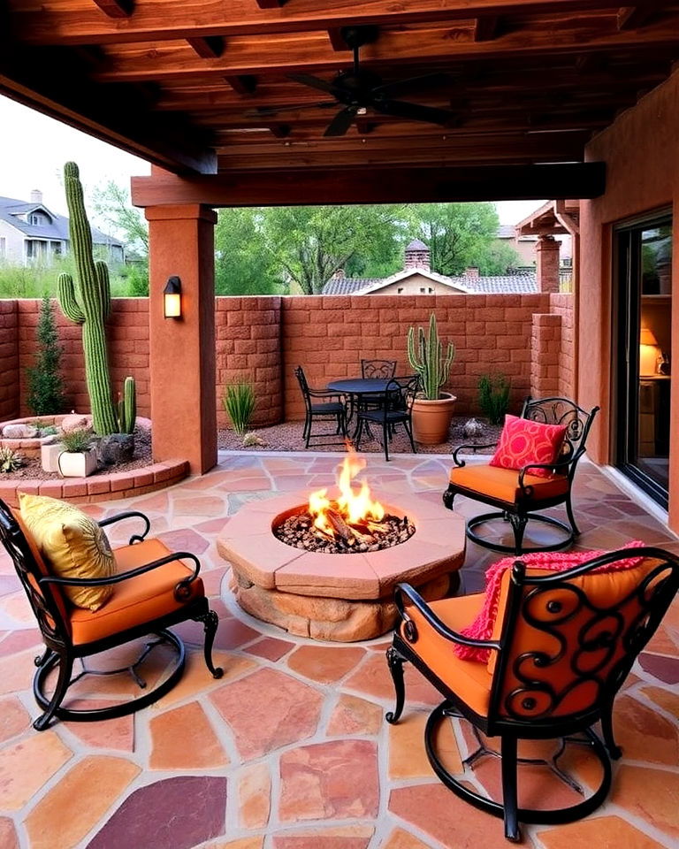 southwestern inspired stone patio - 25 Stone Patio With a Fire Pit Ideas