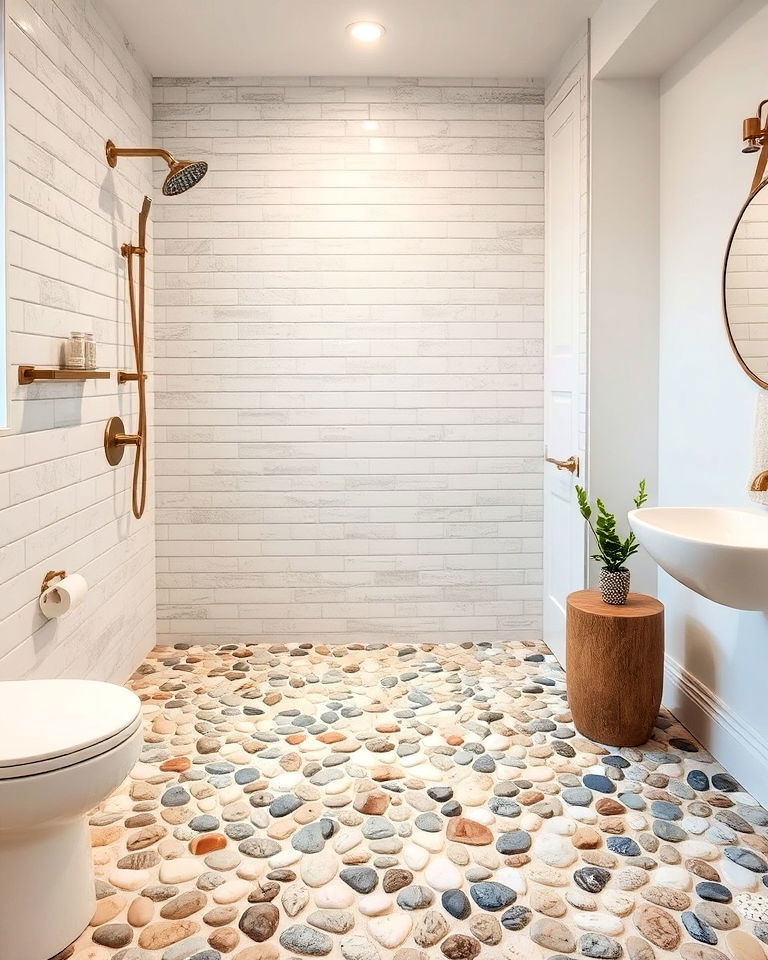 spa like pebble shower floor - 20 Pebble Tile Bathroom Ideas